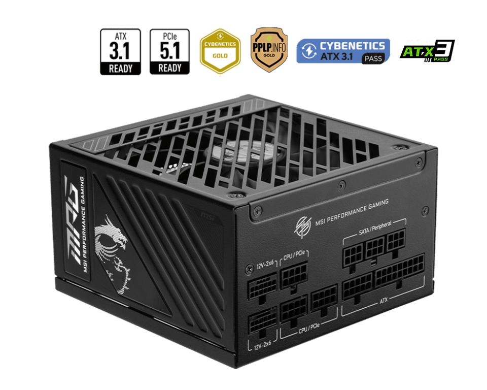 1250W MSI MPG A1250GS PCIE5 ATX 3.1 Gold Modular PSU