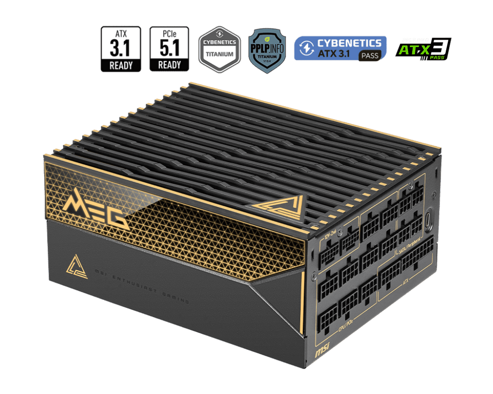 1600W MSI MEG Ai1600T PCIE5 ATX 3.1 Titanium Modular PSU
