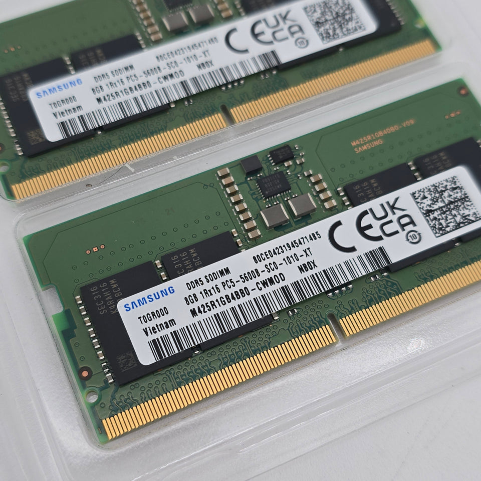 16GB DDR5 SODIMM RAM. Samsung 2x8GB Sticks. 5600MHz. Memory for Laptop