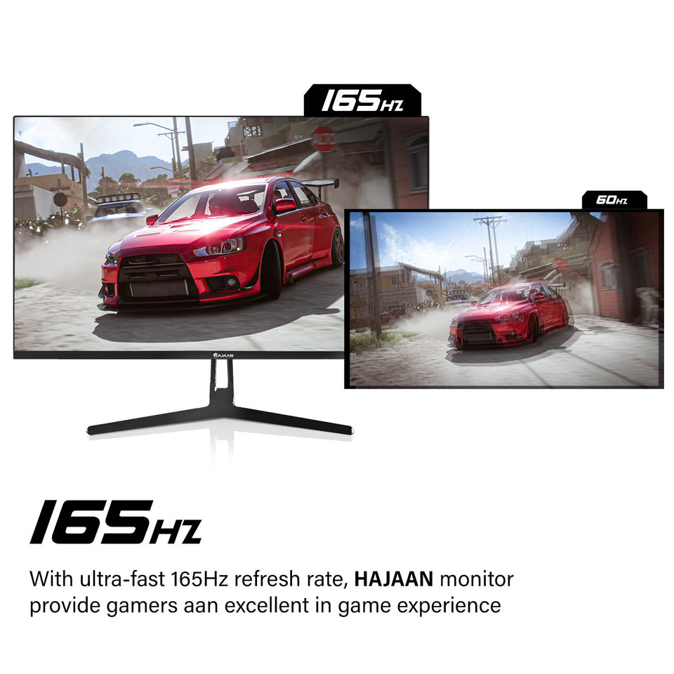 HAJAAN 24 Inch FHD 1080p Curved Gaming Monitor with RGB lighting. 165 Hz Refresh Rate. Tilt Adjustment. Wall Mountable HDMI. DP. USB Ports (X2423C) - 1 Year Warranty