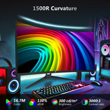 Z-EDGE UG34 34 Ultrawide 2K Curved Gaming Monitor with 165Hz Refresh Rate. 21:9 Aspect Ratio. 1ms MPRT. 3440x1440 Resolution. 1500R Curvature. VA Panel. 178 Viewing Angles. AMD Freesync