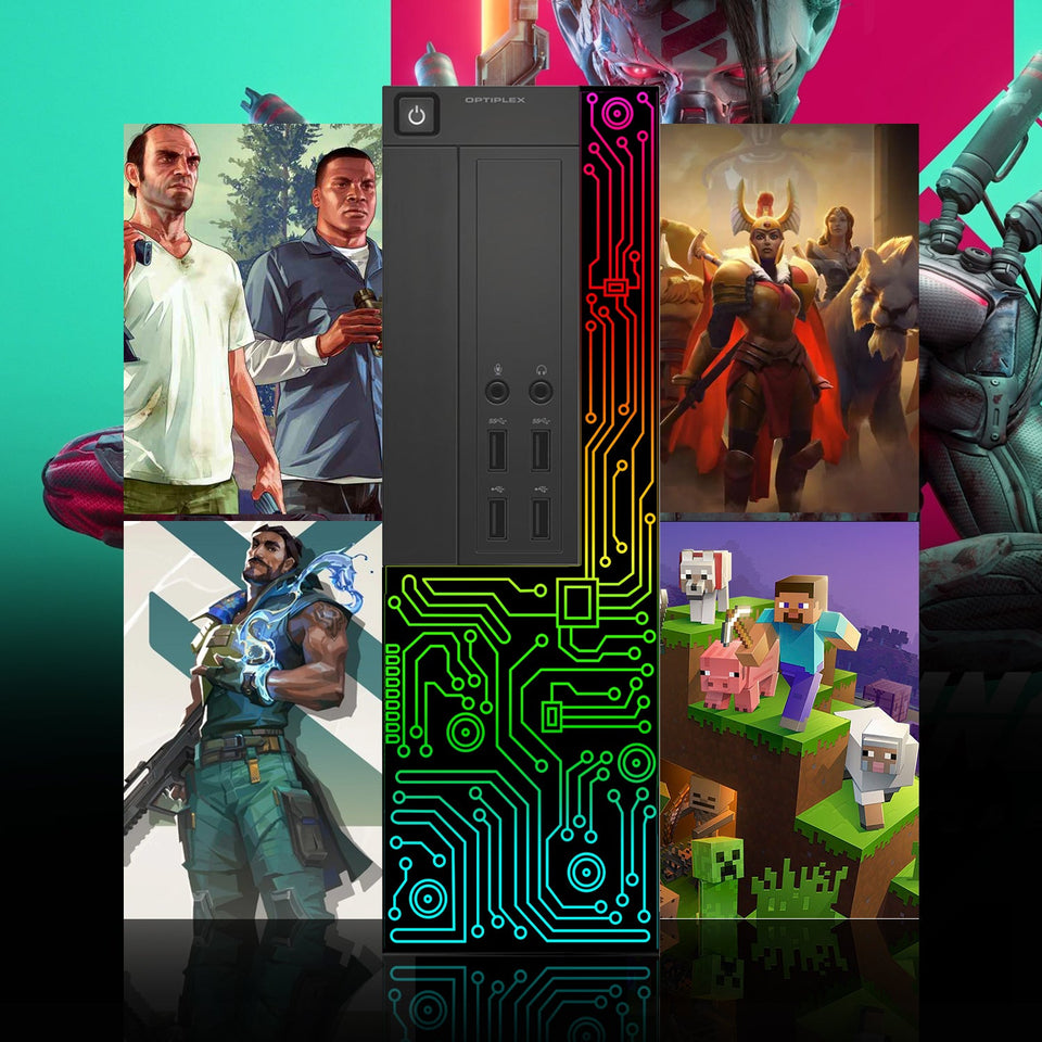 Dell OptiPlex Desktop Customized RGB Lights Computer Intel i5 Quad-Core Processor 8GB RAM 512GB SSD Win 10 Pro WIFI. Gaming PC Keyboard & Mouse - Refurbished