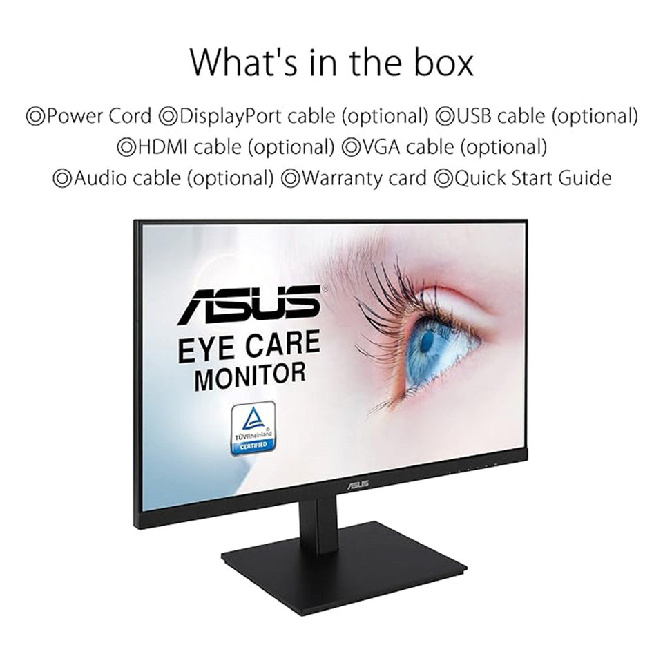 ASUS 24 Inch IPS Full HD(1920 x 1080) monitor 75Hz Refresh Rate Adaptive-Sync. Flicker Free. Speakers. VESA. HDMI. DisplayPort. VGA. Height Adjustable (VA24DQSB)