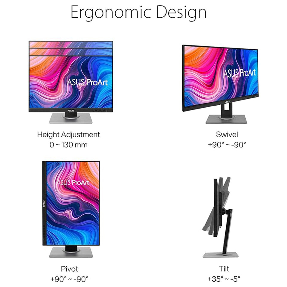 ASUS ProArt Display 24 Inch WUXGA (1920 x 1200) 75Hz Professional Monitor | 100% sRGB. Eye Care. Anti-glare | Tilt Pivot Swivel Height Adjustable Wall Mountable | DisplayPort HDMI VGA (PA248QV)