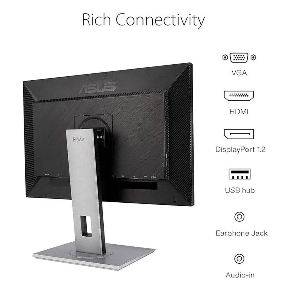 ASUS ProArt Display 24 Inch WUXGA (1920 x 1200) 75Hz Professional Monitor | 100% sRGB. Eye Care. Anti-glare | Tilt Pivot Swivel Height Adjustable Wall Mountable | DisplayPort HDMI VGA (PA248QV)