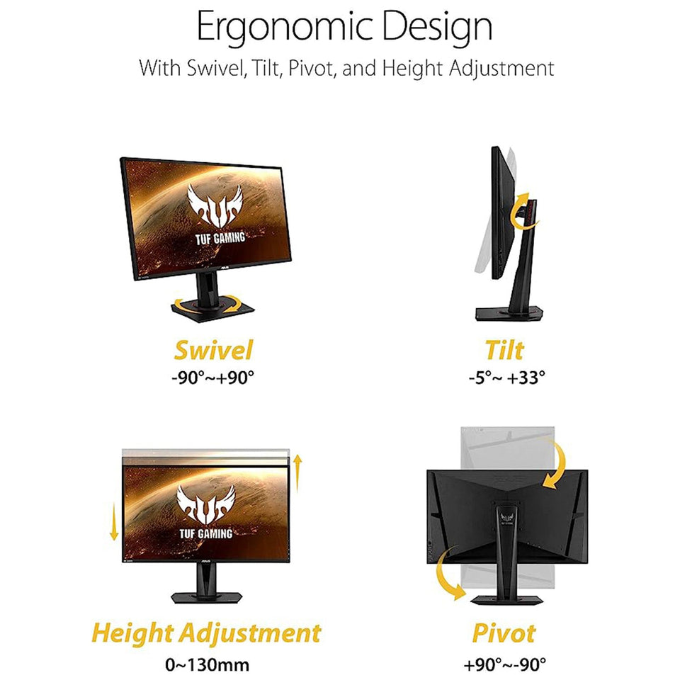 ASUS TUF 27Inch HDR10 Gaming Monitor - WQHD (2560 x 1440). IPS. 165Hz. 1ms. Extreme Low Motion Blur. Speaker. G-SYNC Compatible. VESA Mountable. DisplayPort. HDMI VG27AQ