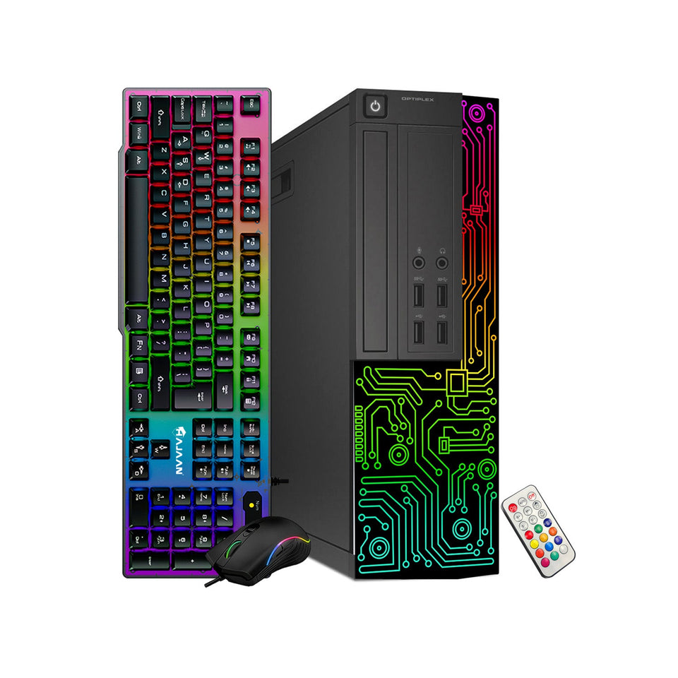 Dell OptiPlex Desktop Customized RGB Lights Computer Intel i5 Quad-Core Processor 8GB RAM 512GB SSD Win 10 Pro WIFI. Gaming PC Keyboard & Mouse - Refurbished