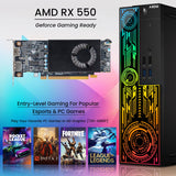 AXOII Electra Gaming PC. Intel Core i7 Processor. Graphics Card - AMD RX 550 / GT1030. 16GB DDR4 RAM. 512GB SSD. 24 Inch FHD Monitor. Headset / Speaker - Windows 11 Pro