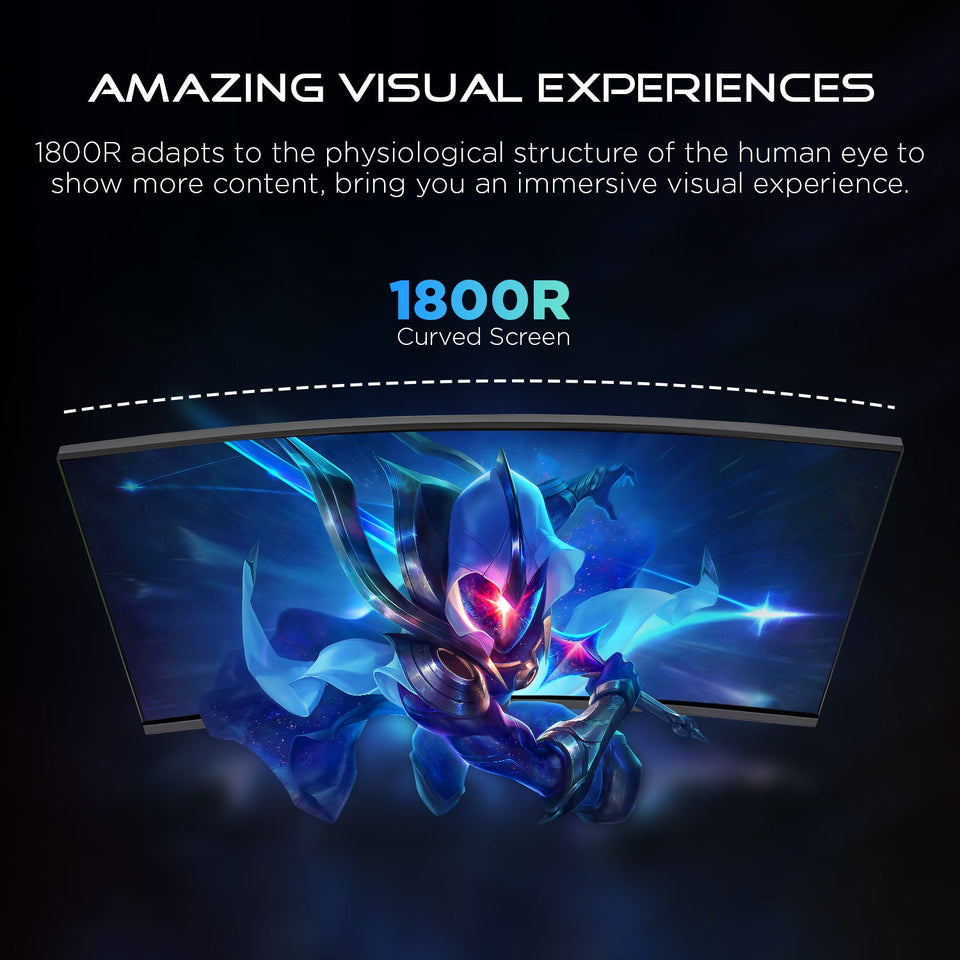 HAJAAN 27 Inch FHD Curved Gaming Monitor with RGB Backlight 165Hz Refresh Rate | VA Panel. Wall Mountable | HDMI. DP. USB (HM2724C)