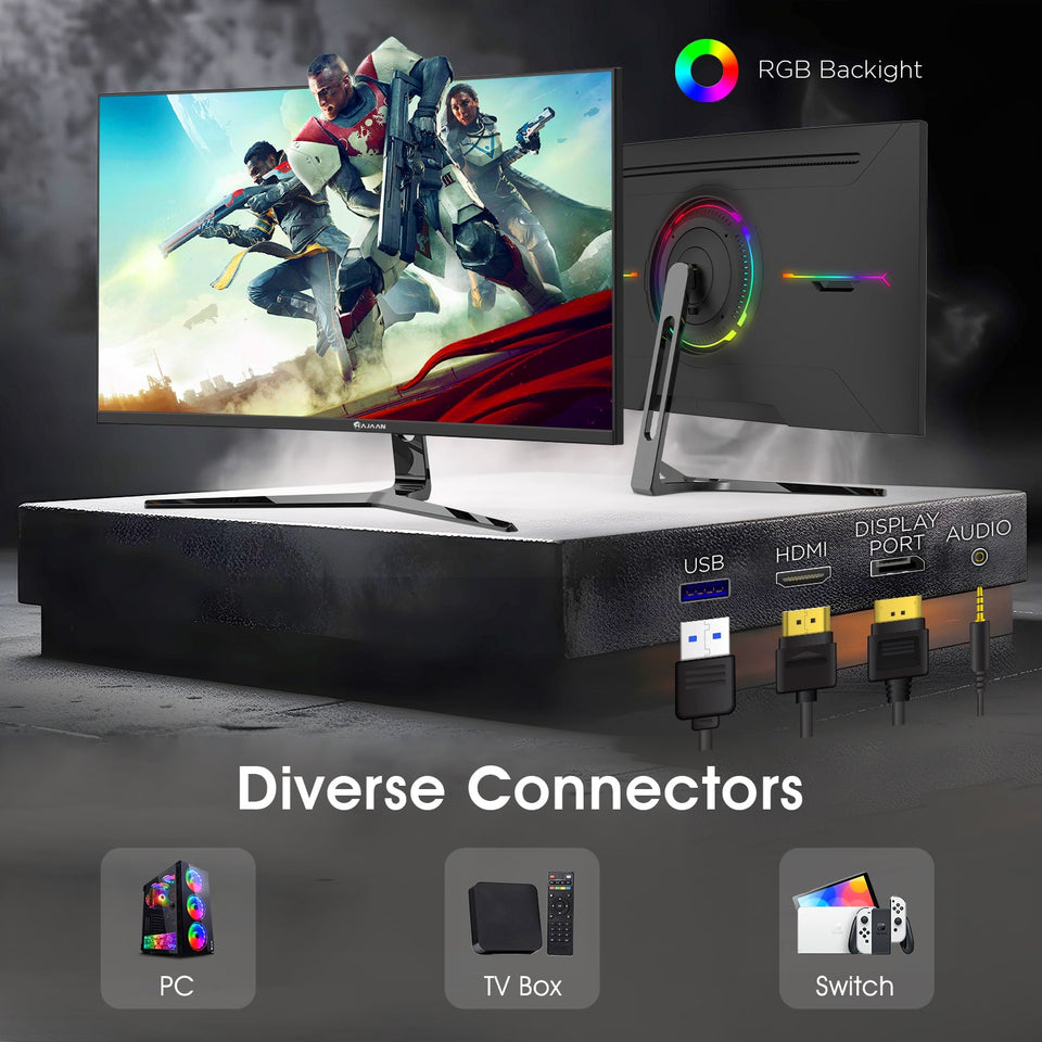 HAJAAN 27 Inch FHD Curved Gaming Monitor with RGB Backlight 165Hz Refresh Rate | VA Panel. Wall Mountable | HDMI. DP. USB (HM2724C)