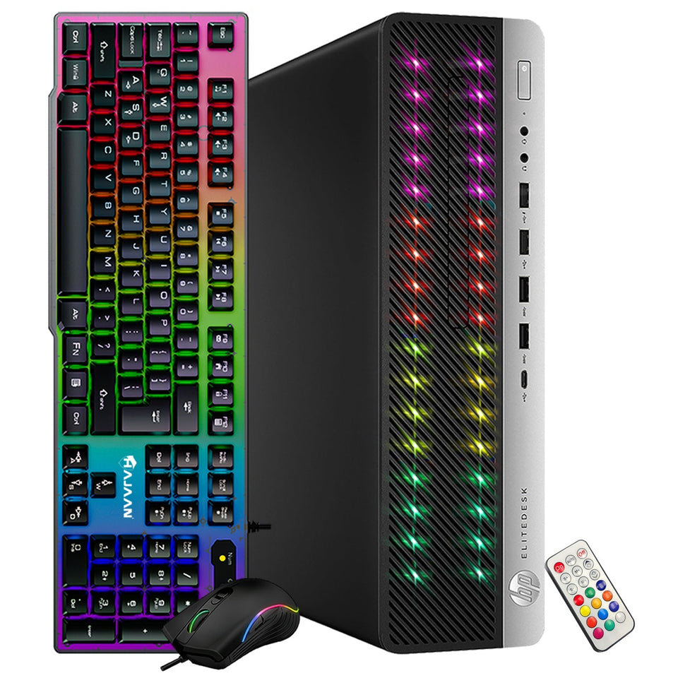 HP EliteDesk RGB Computer Desktop PC. Intel Core i7-6700. 16GB RAM. 512GB NVME SSD. 1TB HDD. Gaming Keyboard & Mouse. WiFi+ Bluetooth. Windows 10 Pro -Refurbished