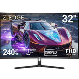 Z-EDGE 32 Inch 240Hz Curved Gaming Monitor. FHD 1080P VA Display. 1ms MPRT. AMD FreeSync. HDR Support. VESA Mount Compatible. Black