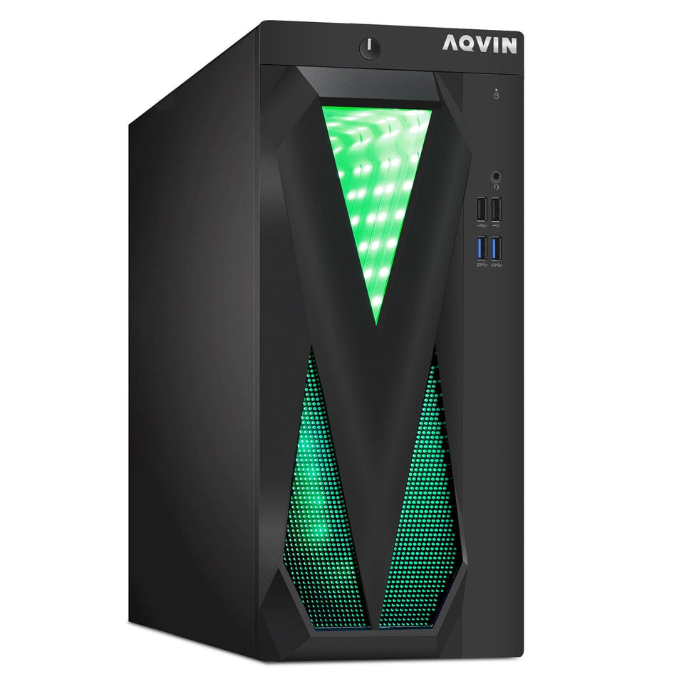 AQVIN Gaming Desktop Computer Tower PC. Intel Core i5 - i7 8th Gen CPU.  32GB DDR4 RAM. 1TB SSD Storage. RX 550/GTX1630/1050Ti/1650. Windows 11 Pro. RGB Keyboard and Mouse - Refurbished