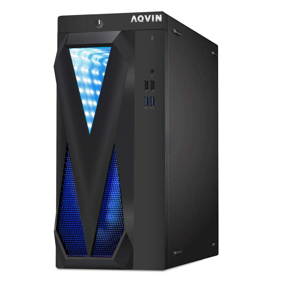 AQVIN Gaming Desktop Computer Tower PC. Intel Core i5 - i7 8th Gen CPU.  32GB DDR4 RAM. 1TB SSD Storage. RX 550/GTX1630/1050Ti/1650. Windows 11 Pro. RGB Keyboard and Mouse - Refurbished