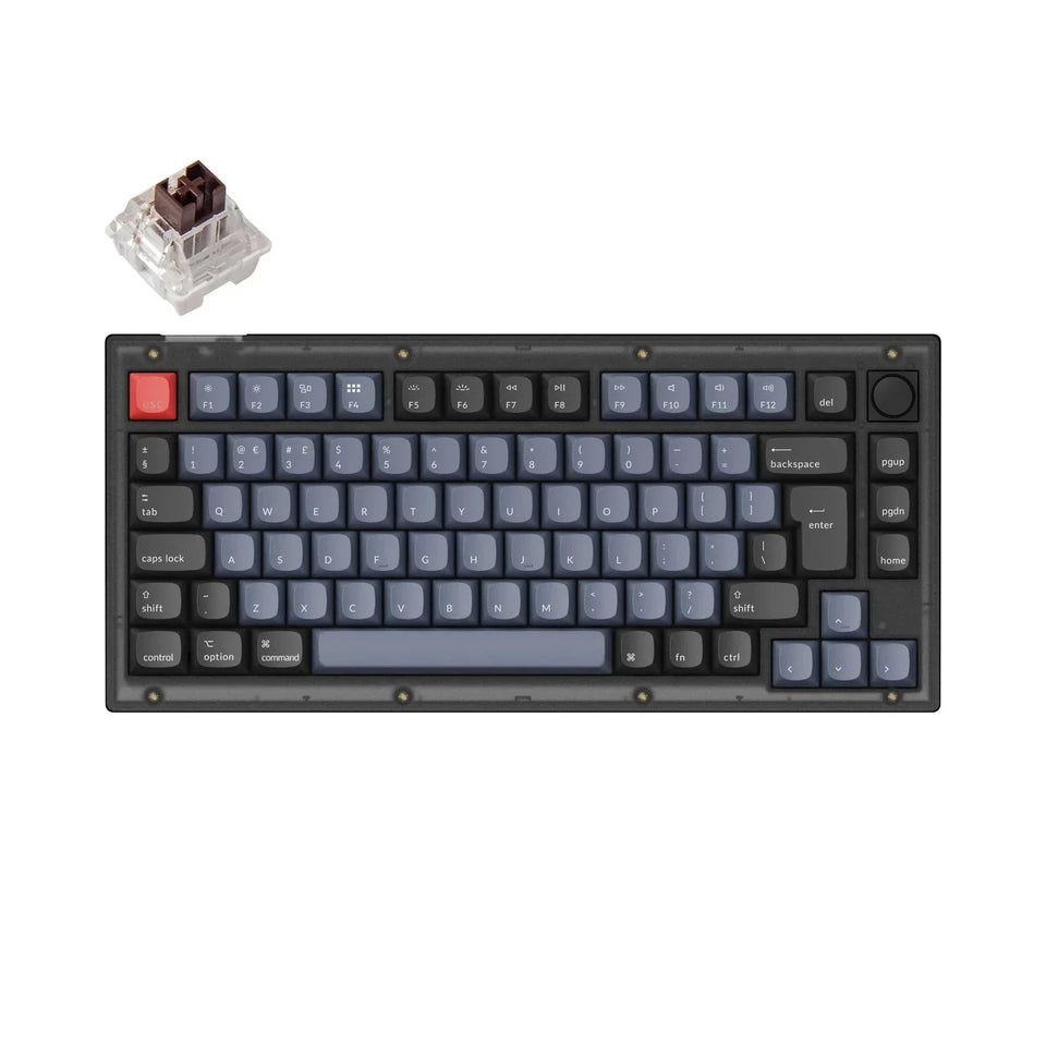 Keychron V1 Knob QMK Frosted Black RGB ISO UK Tactile K Pro Brown