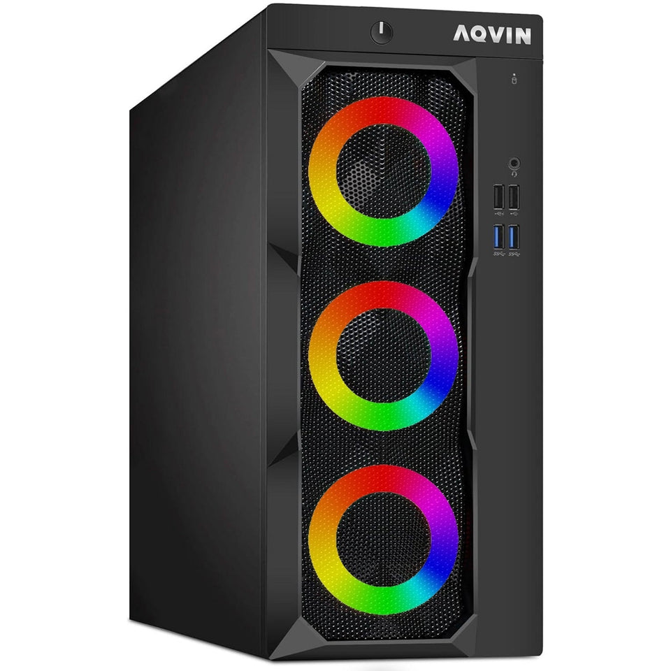 AQVIN Tower Desktop Computer Windows 11 Pro Gaming PC. 27-inch Curved Gaming Monitor. Intel Core i5 - i7 8th Gen CPU.  32GB DDR4 RAM. 1TB SSD. RX 550/GTX1630/1050Ti/1650 HDMI. WIFI - Refurbished
