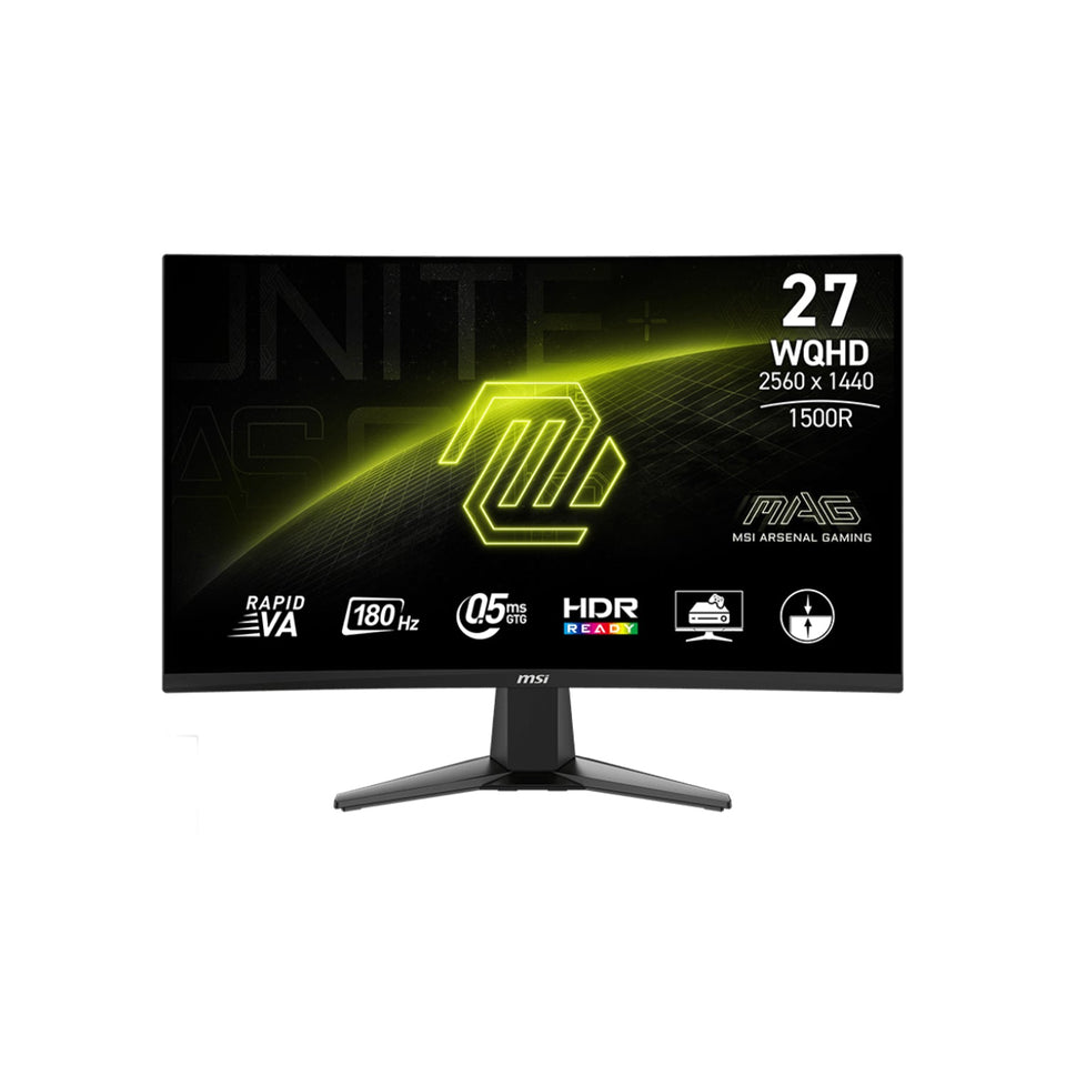 MSI MAG 27CQ6F 27-inch 2560 x 1440(WQHD) Curved Rapid VA Gaming Monitor. 180Hz Refresh Rate. Adaptive-Sync Technology With AI Vision. HDMI / Display Port