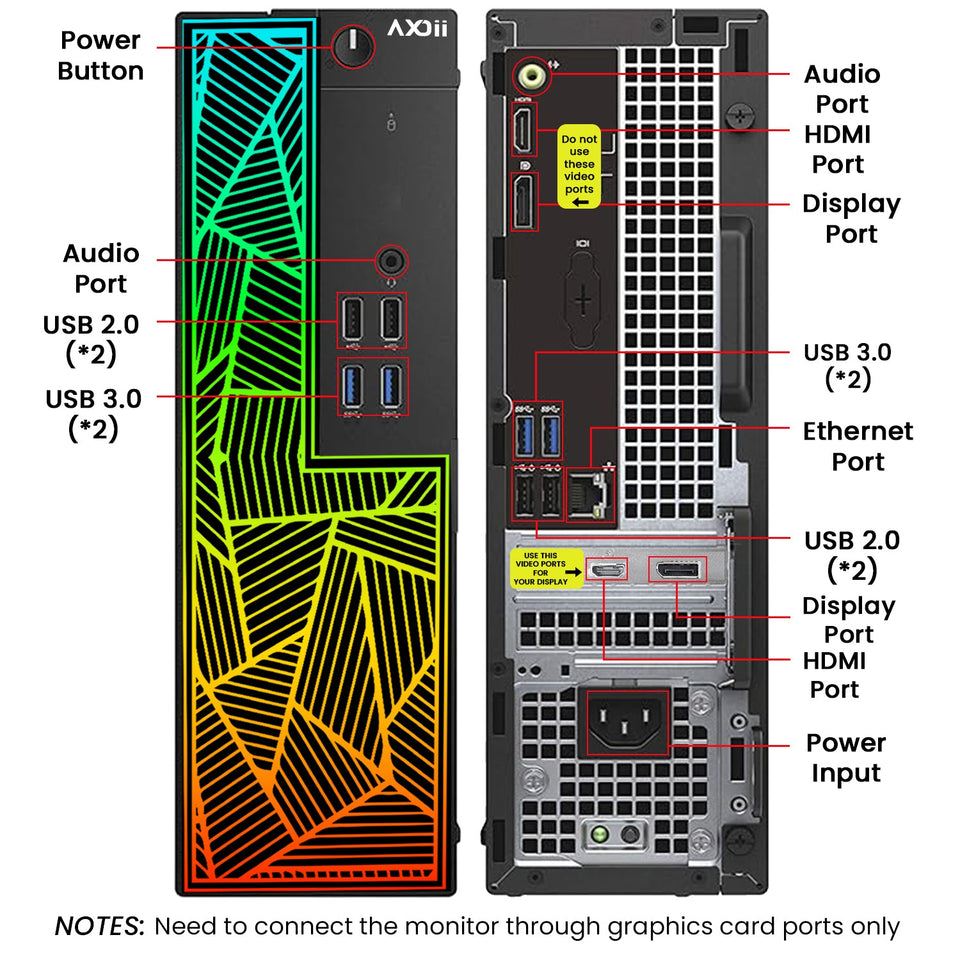 AXOII PRISM RGB Desktop Computer PC. Intel Core I7 - 6700 Up to 4.0GHz Processor. Graphics Card - AMD Radeon RX 550. 16GB - 32GB DDR3L RAM. 512GB - 1TB SSD. Wi-Fi. Bluetooth - Windows 10 Pro