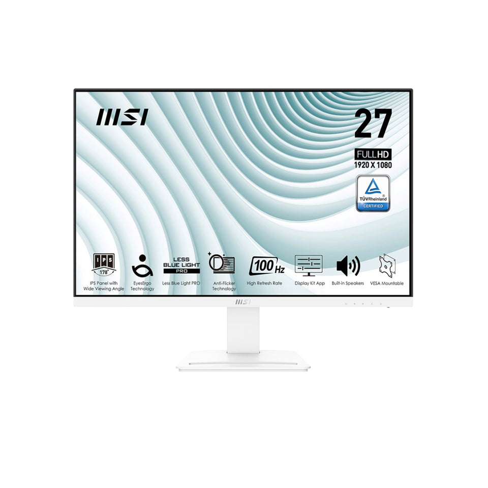 MSI PRO MP273AW Series Eye Care Business Monitor -  27-Inch FHD (1920 x 1080). Anti-Flicker Technology With Less Blue Light Pro. 100Hz Refresh Rate. Built-in Speakers. HDMI / Display Port