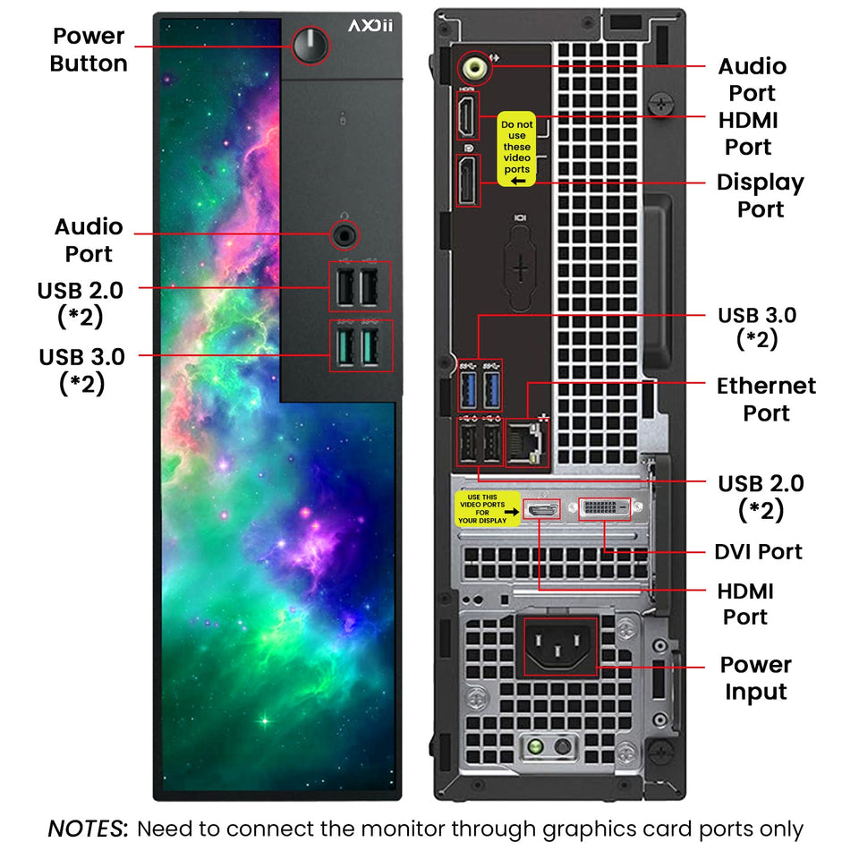 AXOII SPARK Gaming Desktop PC Computer. Intel Core i5/i7 - 8th Gen Processor. Graphics Card - AMD RX 550 / GT1030. 16GB DDR4 RAM. 512GB NVMe SSD. 24/27 Inch FHD Monitor. Wi-Fi. Bluetooth Adapter - Windows 11 Pro