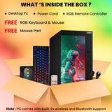 AXOII Custom RGB Desktop PC. Intel Core i5 - 8th Gen Up to 4.10GHz processor. 16GB DDR4 RAM. 512GB - 1TB NVMe SSD. 24/27 Inch FHD Monitor. Wi-Fi. Bluetooth Adapter - Windows 11 Pro