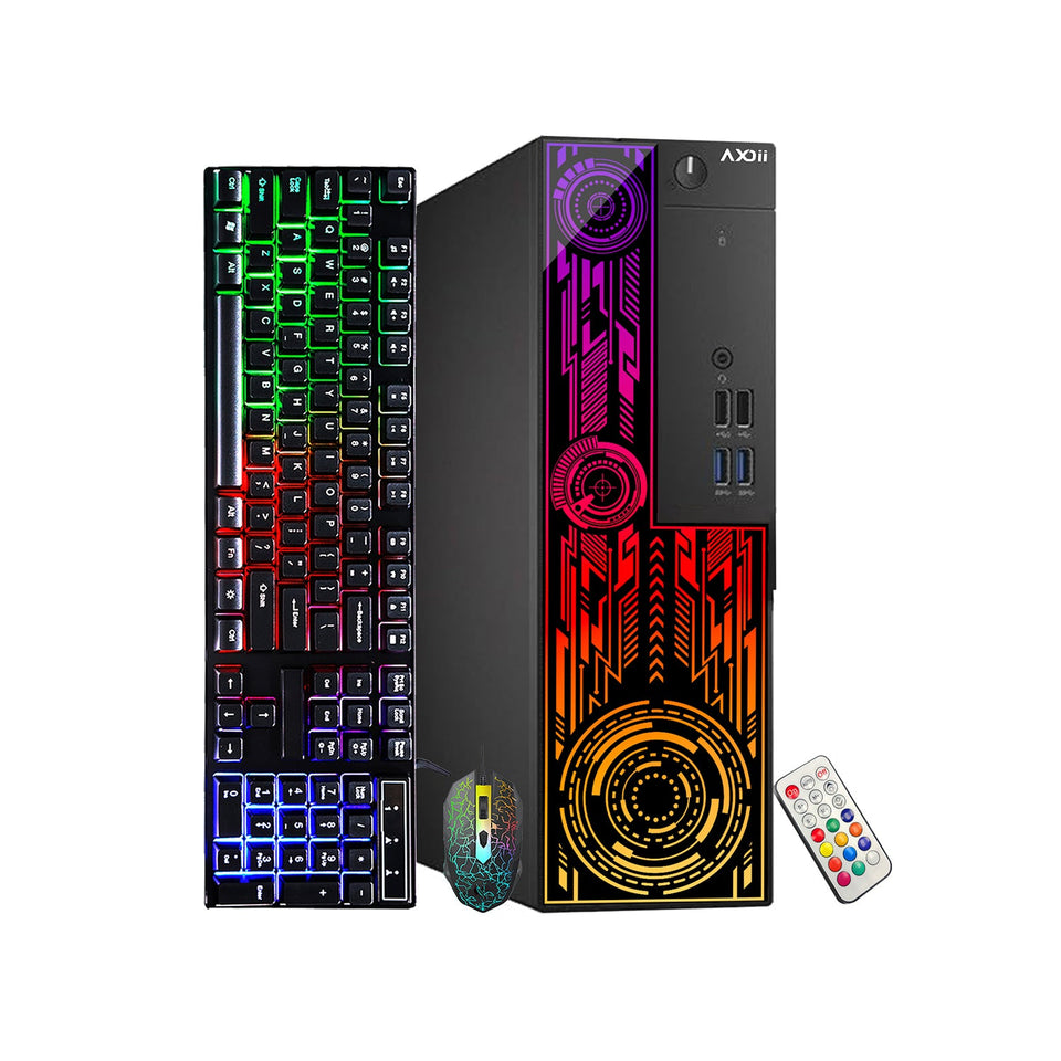 AXOII ELECTRA RGB Gaming Desktop Computer PC. Intel Core I7 - 6700 Up to 4.0GHz Processor. Graphics Card - RX 550 / GT 1030. 16GB - 32GB DDR3L RAM. 512GB - 1TB SSD. Wi-Fi. Bluetooth - Windows 11 Pro