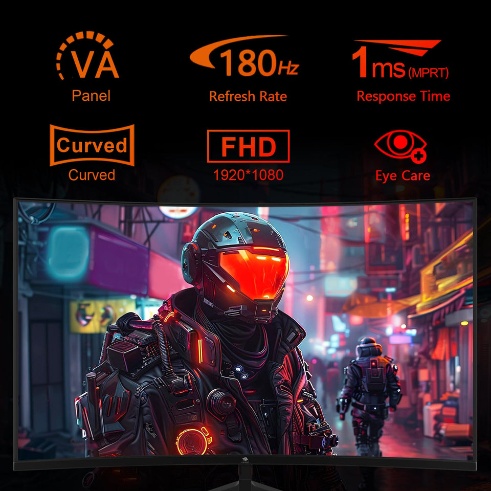 Refurbished: Z-EDGE 24 Inch Curved Gaming Monitor 180Hz 1ms Full HD 1080P HDMI & DP Port Support Universal Wall Mount