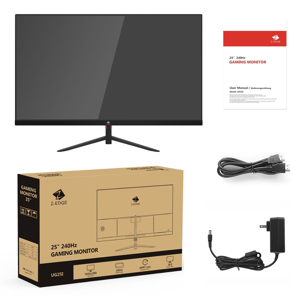 Refurbished: Z-EDGE 25 Inch 240Hz Gaming Monitor 1ms Full HD LED Monitor. DP HDMI Port