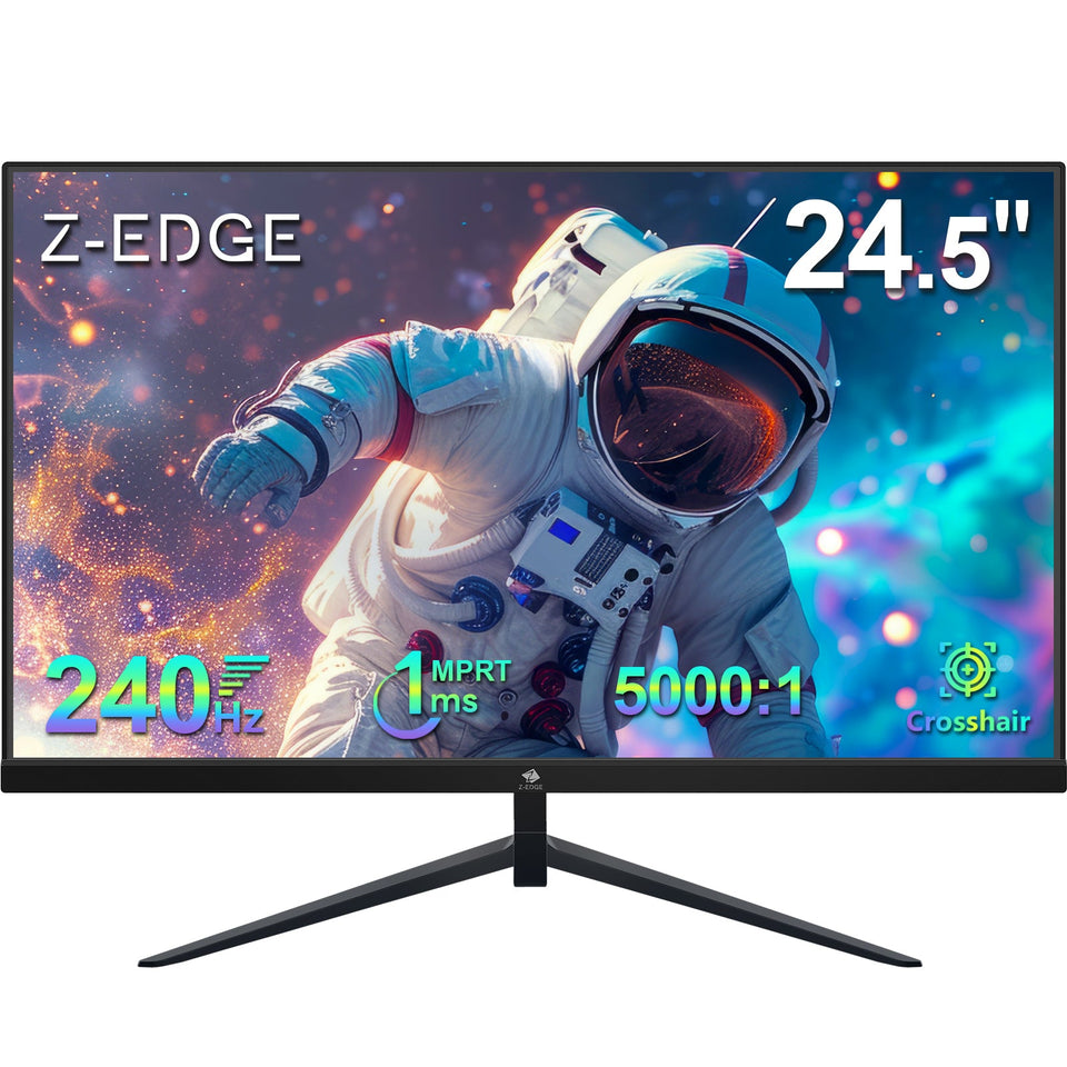 Z-EDGE 24.5 Inch 240Hz Gaming Monitor. FHD 1080P VA Display. 1ms MPRT. AMD FreeSync. HDR Support. VESA Mount Compatible