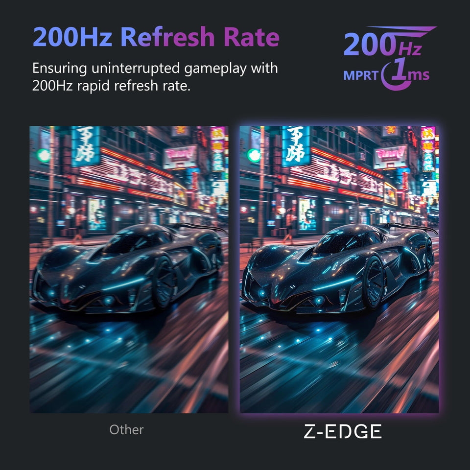 Z-EDGE 27 inch Gaming Monitor 200Hz 1ms FHD (1920x1080p) Computer Monitor. 99% sRGB HDR10 HDMI & DP Port. Wall Mount