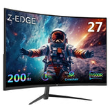 Z-EDGE 27 Inch 200Hz Curved Gaming Monitor. FHD 1080P VA Display. 1ms MPRT. AMD FreeSync. HDR Support. VESA Mount Compatible