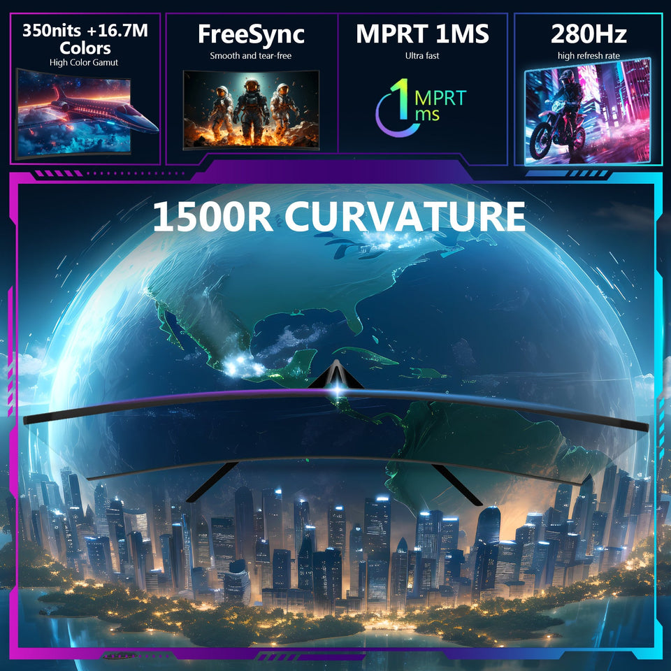 Z-EDGE 27-inch Curved Gaming Monitor 16:9 1920x1080 280Hz 1ms Frameless LED Gaming Monitor. UG27P. DP HDMI