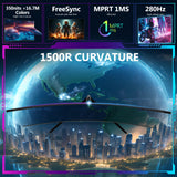 Z-EDGE 27-inch Curved Gaming Monitor 16:9 1920x1080 280Hz 1ms Frameless LED Gaming Monitor. UG27P. DP HDMI