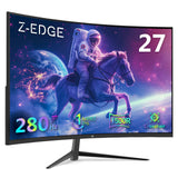 Z-EDGE 27 Inch 280Hz Curved Gaming Monitor. FHD 1080P VA Display. 1ms MPRT. AMD FreeSync. HDR Support. VESA Mount Compatible