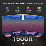 Z-EDGE 27 Curved Gaming Monitor 280Hz 1ms 1920x1080 16:9 Frameless. With DP & HDMI Port