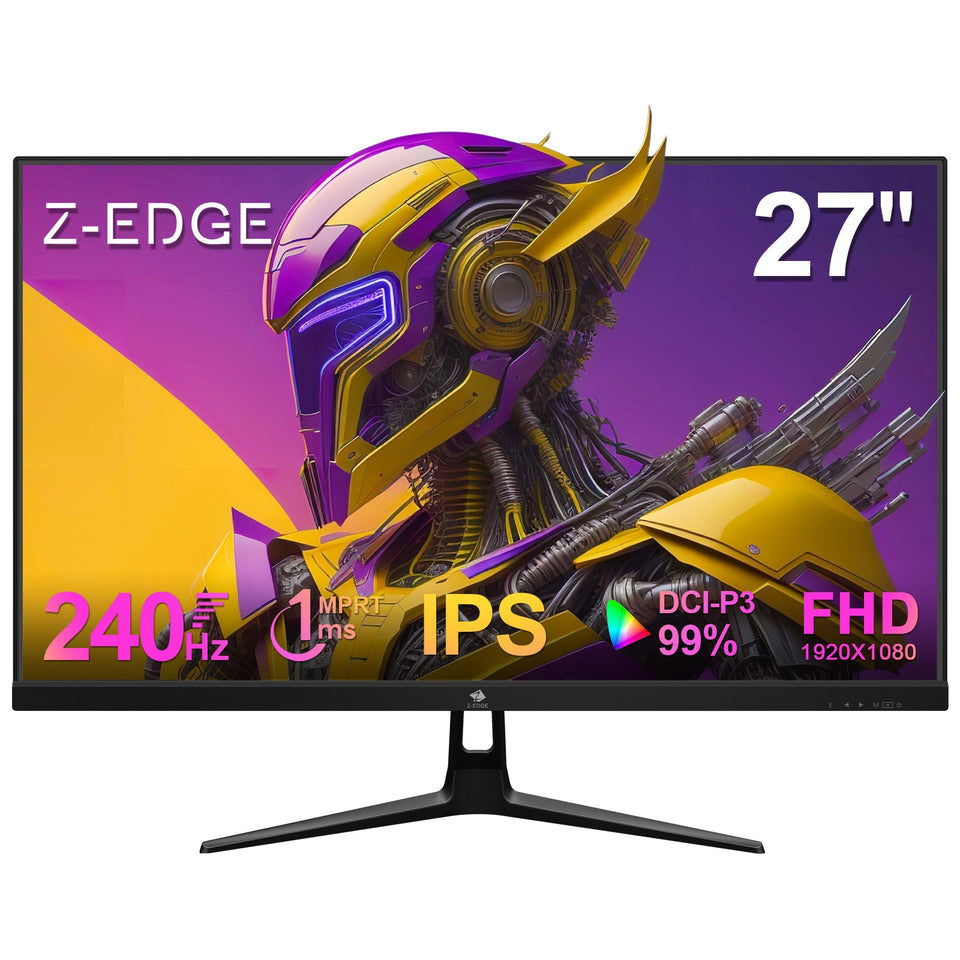 Z-EDGE 27 Inch 240Hz Gaming Monitor. FHD 1080P IPS Display. 1ms MPRT. AMD FreeSync. HDR Support. VESA Mount Compatible. Black