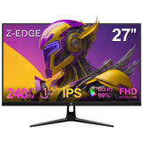 Z-EDGE 27 Inch 240Hz Gaming Monitor. FHD 1080P IPS Display. 1ms MPRT. AMD FreeSync. HDR Support. VESA Mount Compatible. Black