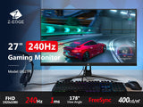 Z-EDGE 27 1080P Full HD 240Hz 1ms(MPRT) IPS Gaming Monitor. 400cd/m².  HDR10. 2x HDMI 2.0. 2x DisplayPort 1.4. Eye Care with Ultra Low Blue Light Technology. Universal Mountable