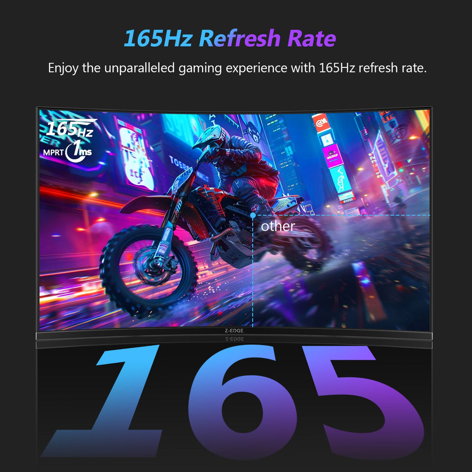 Z-EDGE 27-inch Curved Gaming Monitor 16:9 2560x1440 165/144Hz 1ms Frameless LED Gaming Monitor. UG27Q DP HDMI