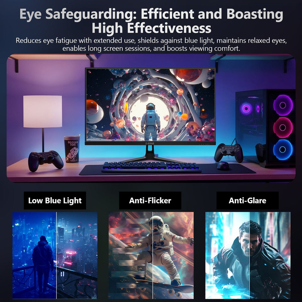 Z-EDGE 27 inch 2K 2560 x 1440 QHD 180Hz 1ms IPS Gaming Monitor. HDR10. 2 x HDMI 2.0. 2 x DP 1.4. Support Universal Mount