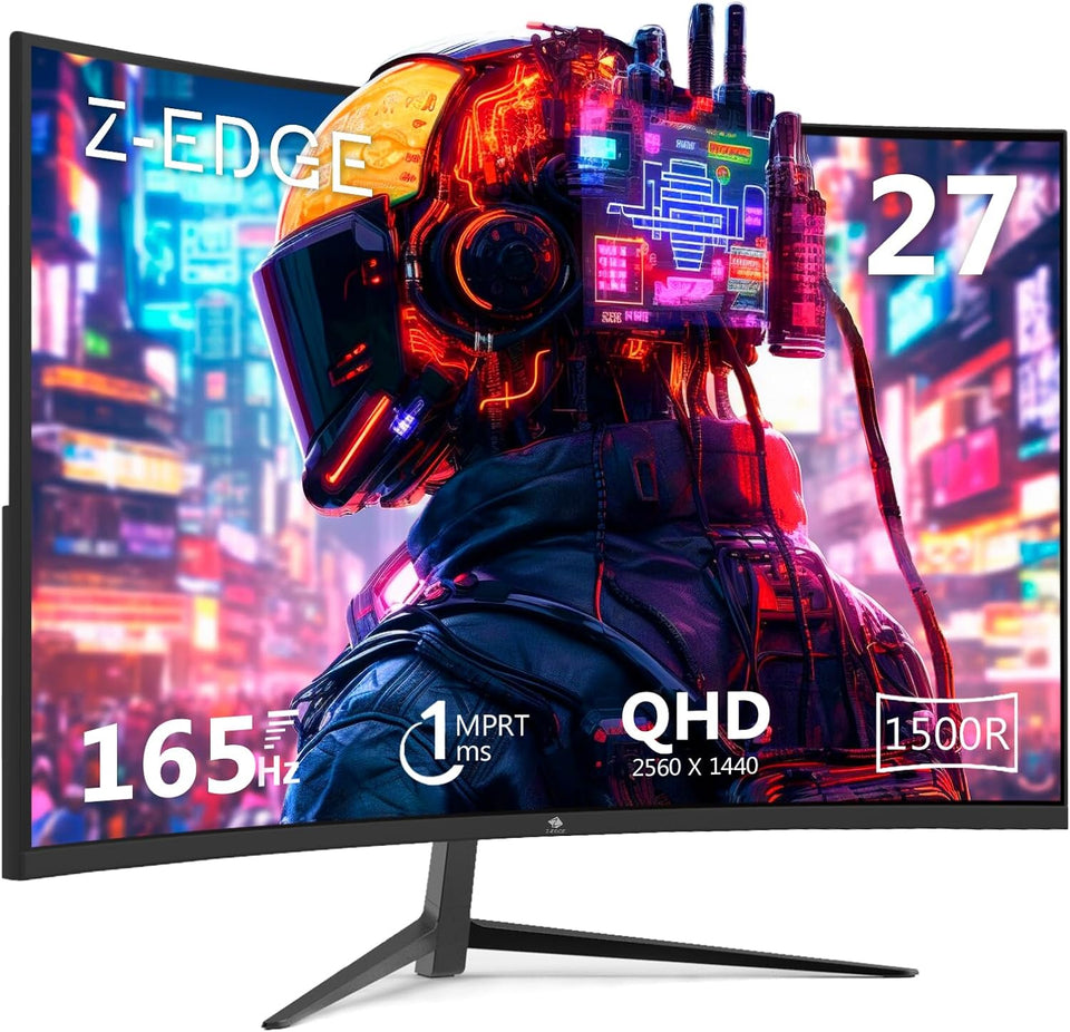 Z-EDGE 27-inch Curved Gaming Monitor 16:9 2560x1440 165/144Hz 1ms Frameless LED Gaming Monitor. UG27Q DP HDMI