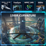 Z-EDGE 27 1080P Full HD 300Hz 1ms Curved Gaming Monitor. HDMI x 2. DP x 2