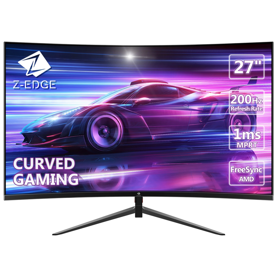Z-EDGE UG27 27-inch Curved Gaming Monitor 16:9 1920x1080 200Hz 1ms Frameless LED Gaming Monitor. DPHDMI