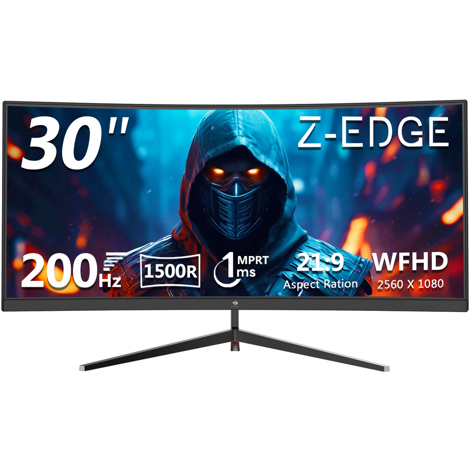 Z-EDGE 30 inch 144Hz/200Hz Curved Gaming Monitor. 1080P Computer Monitor. UG30 21:9 Ultra Wide. 1500R/1ms MPRT. Frameless/Slim PC Monitor with HDMI/DP