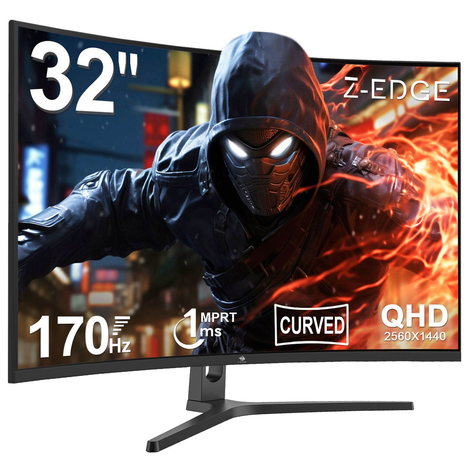 Z-EDGE 32 inch Curved Gaming Monitor. 16:9 QHD 2K 2560x1440 170Hz 1ms Frameless LED Gaming Monitor