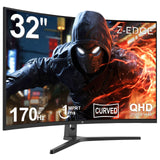 Z-EDGE 32 inch Curved Gaming Monitor. 16:9 QHD 2K 2560x1440 170Hz 1ms Frameless LED Gaming Monitor