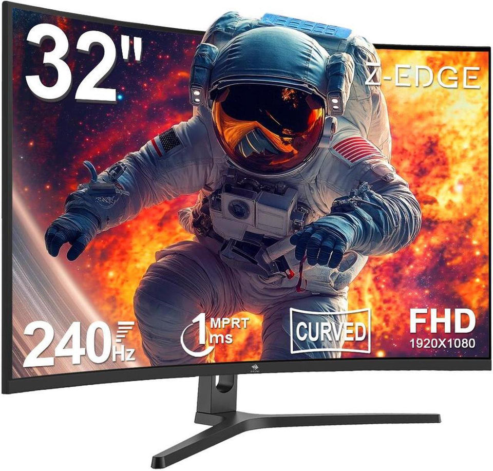 Z-EDGE 32 inch 1080P Full HD 1920 x 1080 240 Hz 1 ms Curved Gaming Monitor.  HDMI + DP. Support Universal Mount