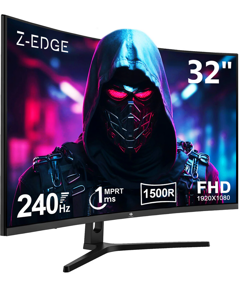 Z-EDGE 32-inch Curved Gaming Monitor 16:9 1920x1080 240Hz 1ms Frameless LED Gaming Monitor. UG32P AMD Freesync Premium Display Port HDMI