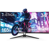 Z-EDGE 34 Inch 165Hz Curved Gaming Monitor. WQHD 1440P VA Display. 1ms MPRT. AMD FreeSync. HDR Support. VESA Mount Compatible. Black