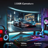 Z-EDGE UG34 34 Ultrawide 2K Curved Gaming Monitor with 165Hz Refresh Rate. 21:9 Aspect Ratio. 1ms MPRT. 3440x1440 Resolution. 1500R Curvature. VA Panel. 178 Viewing Angles. AMD Freesync